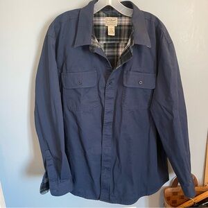 L.L. Bean men’s XL flannel lined cotton blue button down green/blue plaid Shirt
